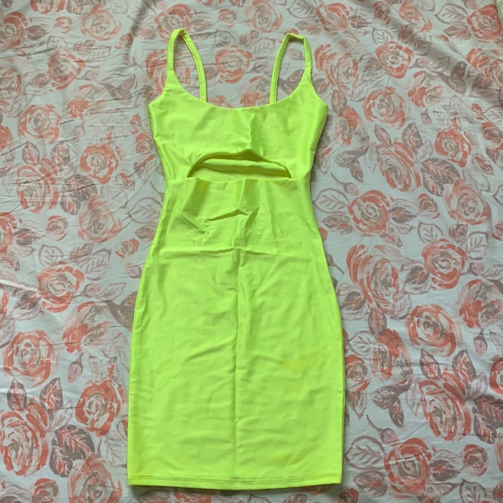 Neon strappy cutout dress club wear fun times